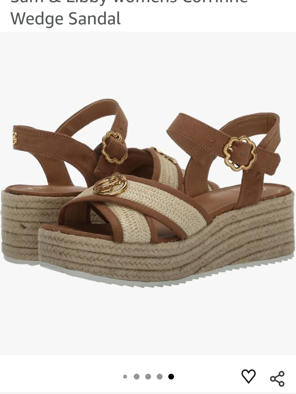 Sam & Libby Brown and Natural Corrinne Wedge Espadrille Sandals Size 8 EUC